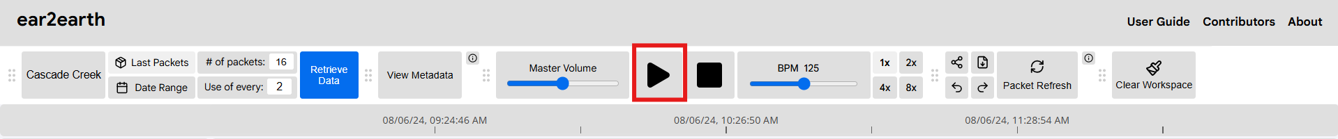 user selects the 'Play' button